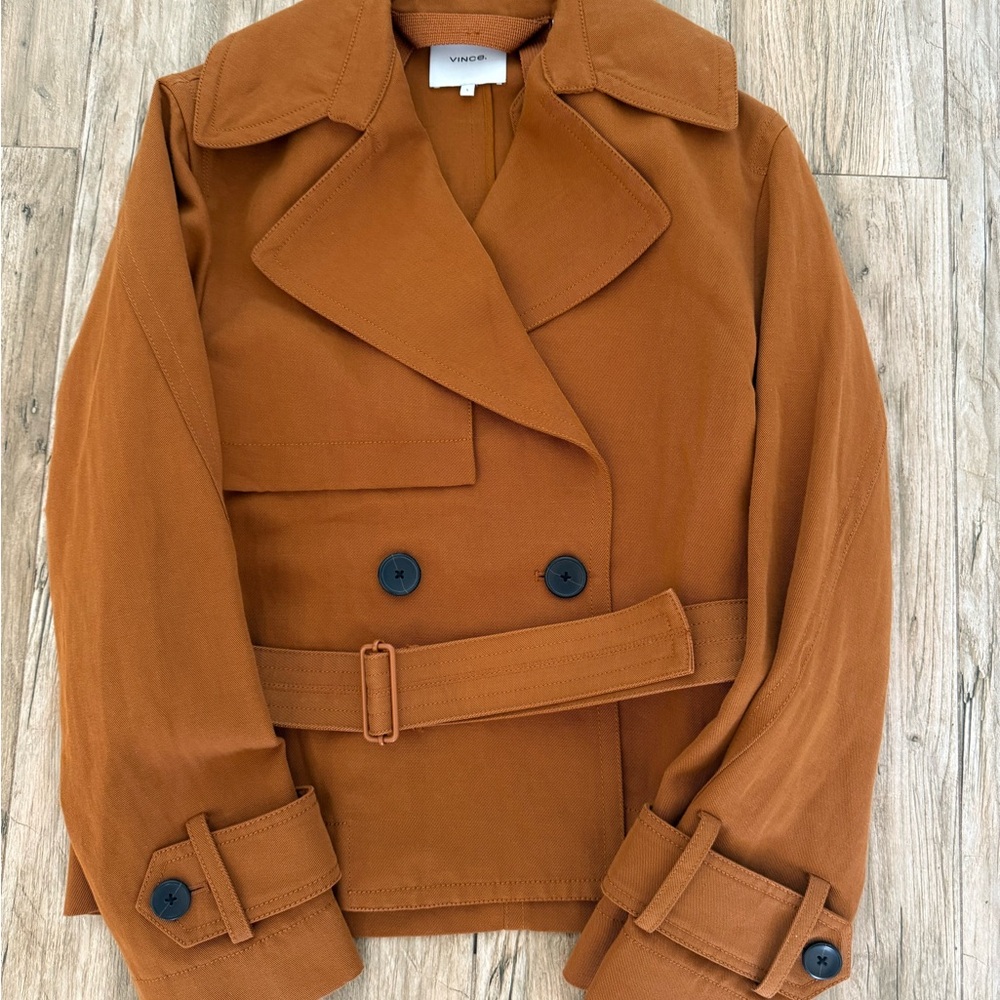 Vince Women's Brown Double-Breasted Pea Coat